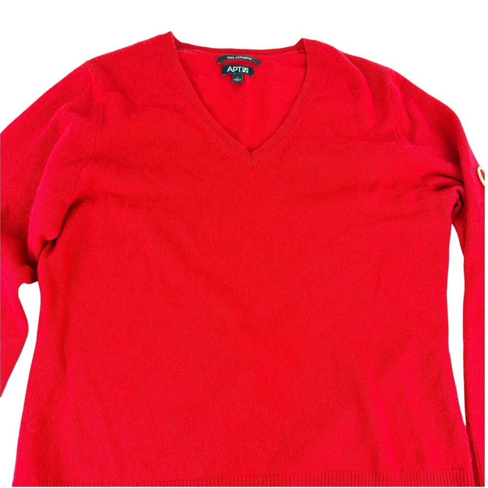Apt 9 100% Cashmere Red V-Neck Pullover Sweater Womens Large Soft Luxury Classic - Picture 5 of 8